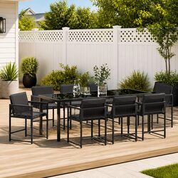 Specifications of 9 Piece Black Rattan Garden Dining Set