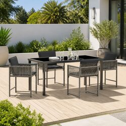 5 Piece Grey Poly Rattan Outdoor Dining Set