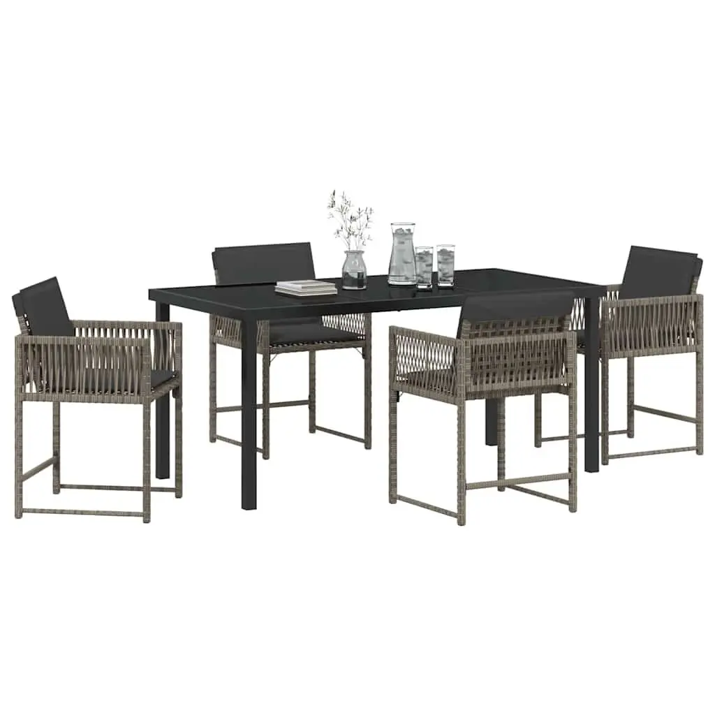 5 Piece Grey Poly Rattan Outdoor Dining Set