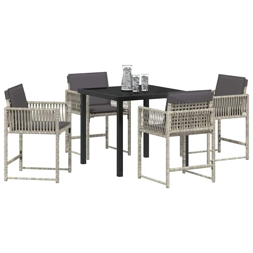 Garden Dining Set Outdoor Furniture 5 Piece Light Grey Patio Table