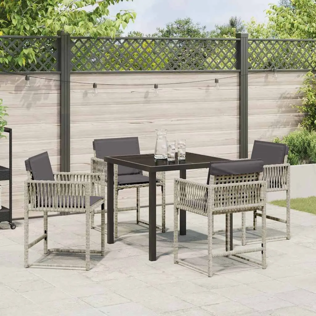 Garden Dining Set Outdoor Furniture 5 Piece Light Grey Patio Table