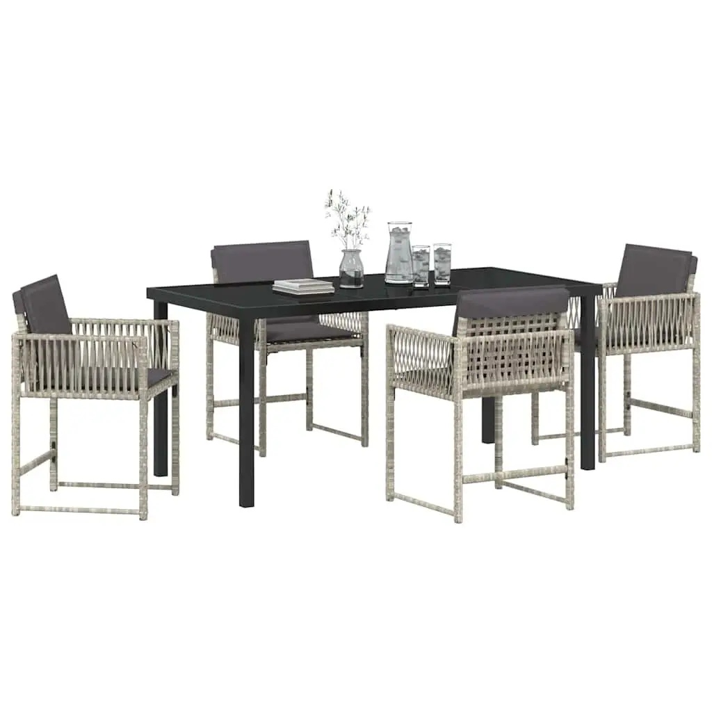 Garden Dining Set Outdoor Patio Furniture 5 Pieces Light Grey Poly Rattan