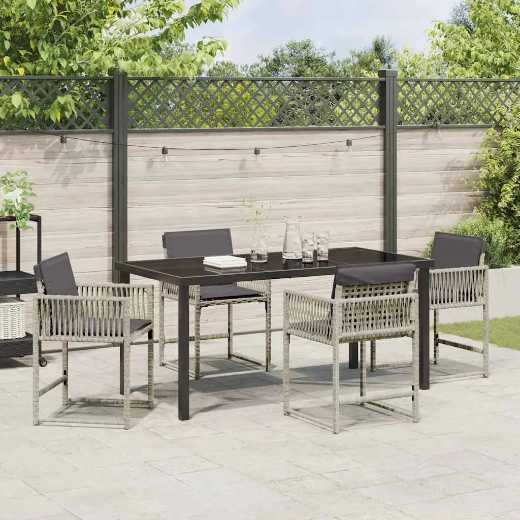 Garden Dining Set Outdoor Patio Furniture 5 Pieces Light Grey Poly Rattan