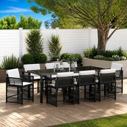 Specifications of 9-Piece Black Garden Dining Set
