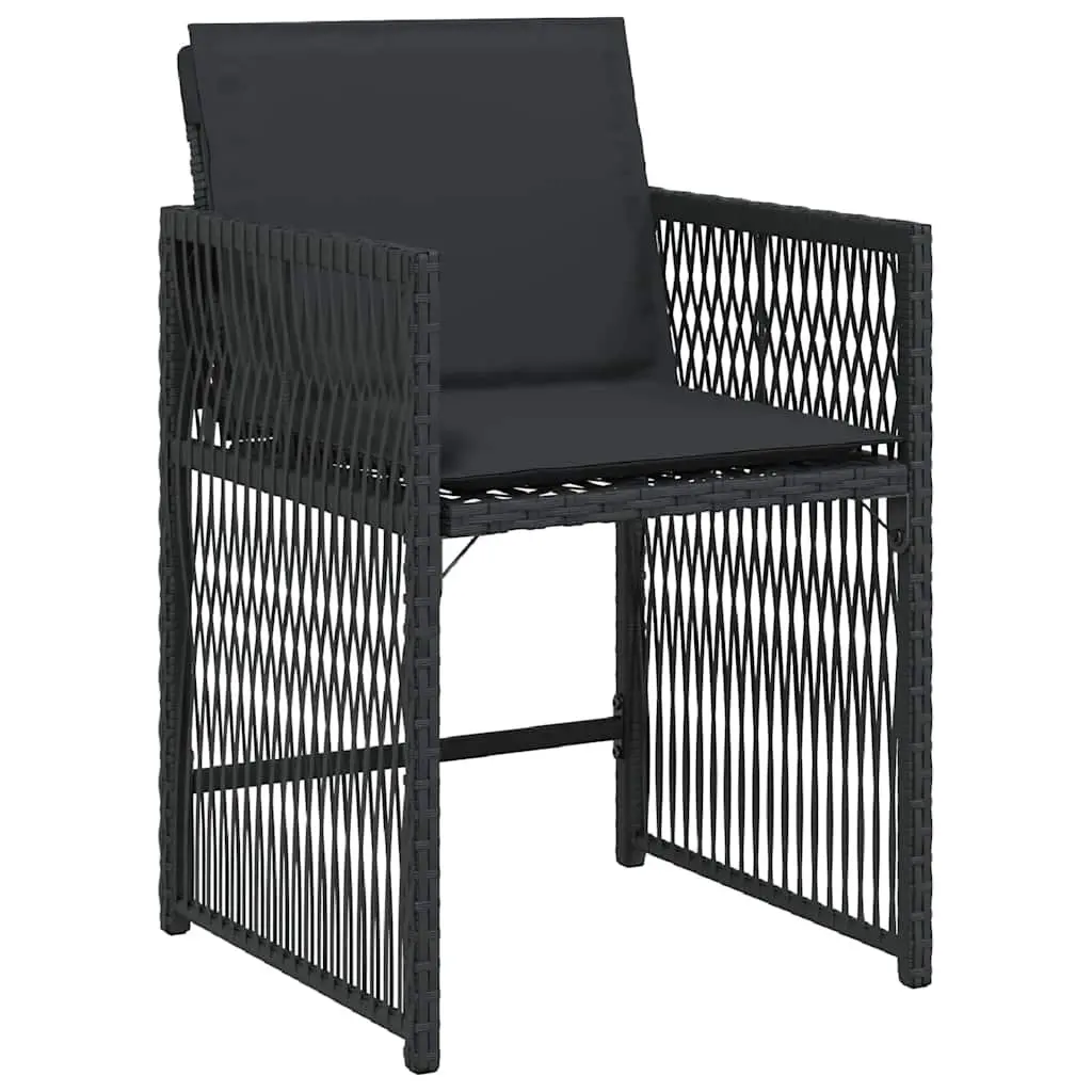 Garden Dining Set 5 Pieces Black Outdoor Furniture Poly Rattan Table Chairs