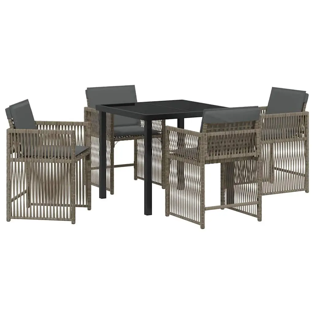 Garden Dining Set 5 Piece Outdoor Furniture Grey Poly Rattan Patio Table Chairs