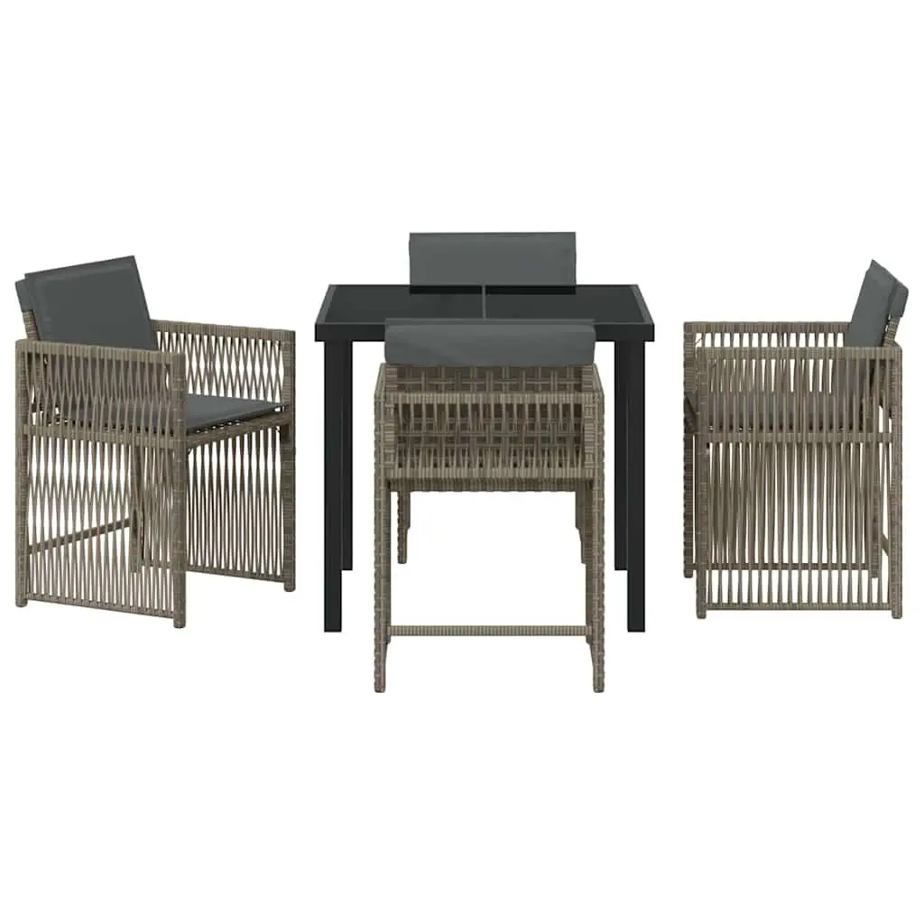 Garden Dining Set 5 Piece Outdoor Furniture Grey Poly Rattan Patio Table Chairs