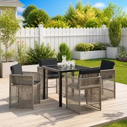 5 Piece Outdoor Dining Set with Cushions - Light Grey