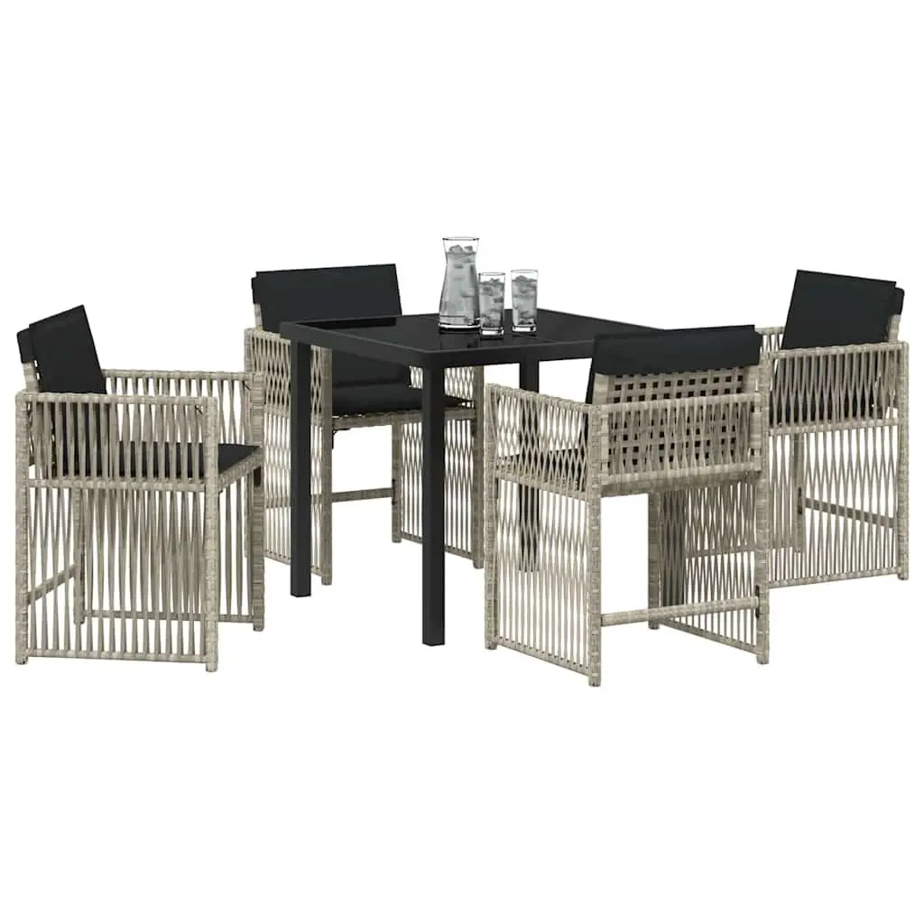 Garden Dining Set 5 Piece Light Grey Outdoor Furniture Patio Table Chairs