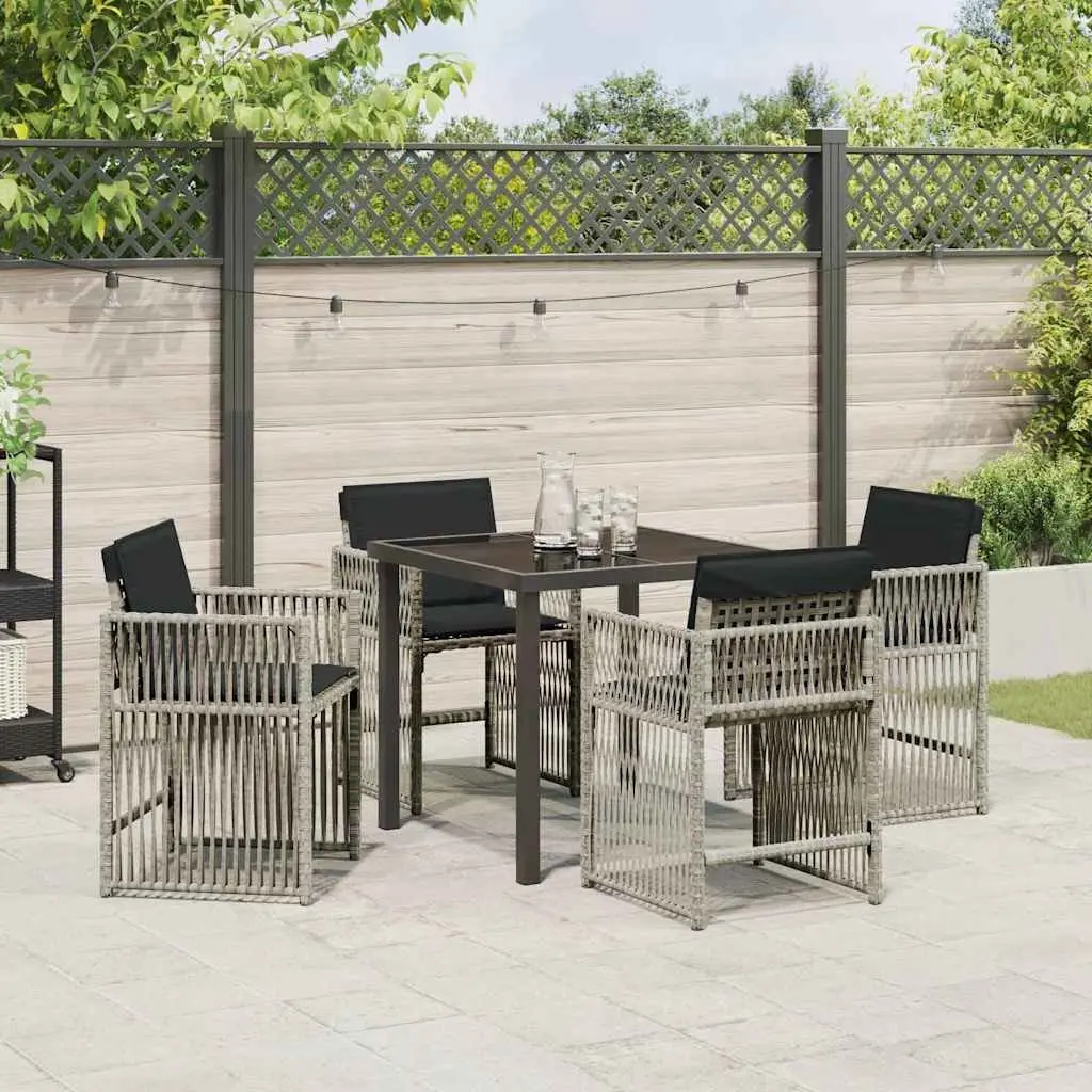 Garden Dining Set 5 Piece Light Grey Outdoor Furniture Patio Table Chairs