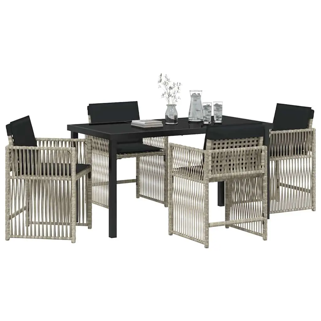 Garden Dining Set 5 Piece Light Grey Poly Rattan Outdoor Furniture Patio Table