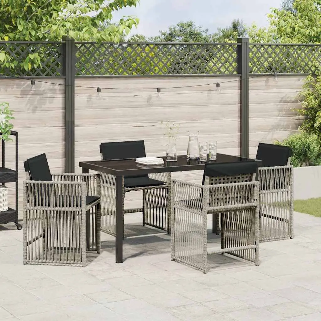 Garden Dining Set 5 Piece Light Grey Poly Rattan Outdoor Furniture Patio Table