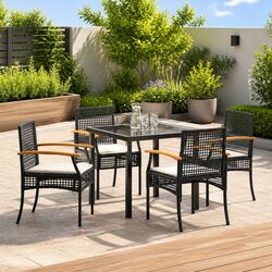 Specifications of 5-Piece Garden Dining Set in Black