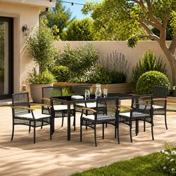 Specifications of 7-Piece Black Rattan Dining Set