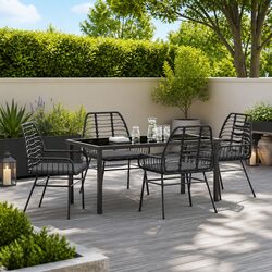5-Piece Garden Dining Set Specifications - Poly Rattan