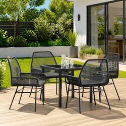 Outdoor Dining Set Specifications: 5 Pieces in Black