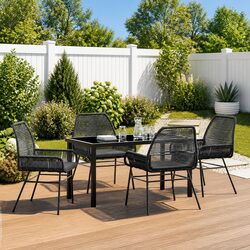 5-Piece Black Poly Rattan Patio Dining Set Specifications