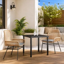 Outdoor Dining Set 3 Piece Garden Furniture Brown Poly Rattan Table Chairs