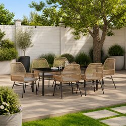 7-Piece Outdoor Dining Set: Poly Rattan and Steel Frame