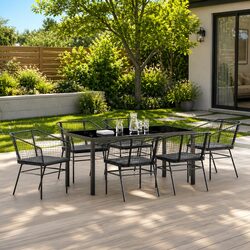 Specifications of 7-Piece Glass Table Outdoor Dining Set