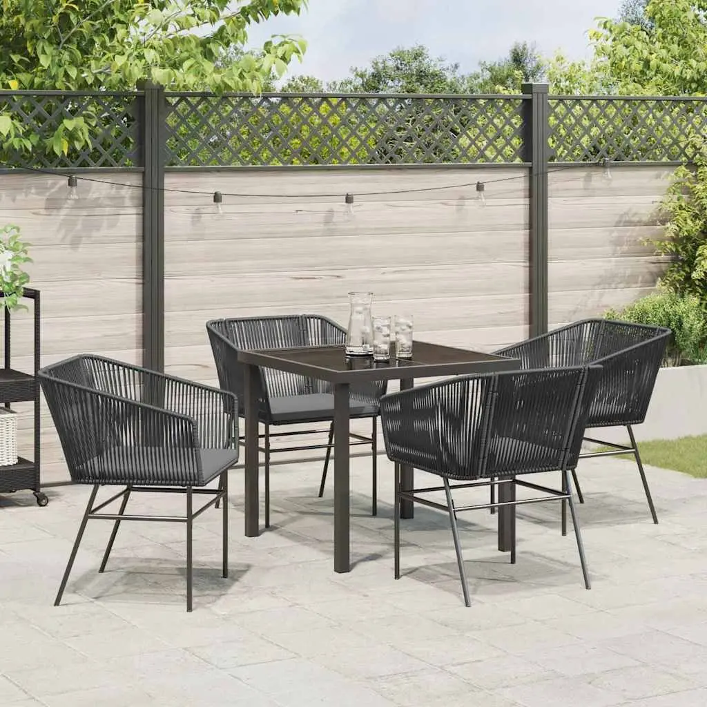 Garden Dining Set 5 Piece Outdoor Furniture Patio Table Chairs Black Steel