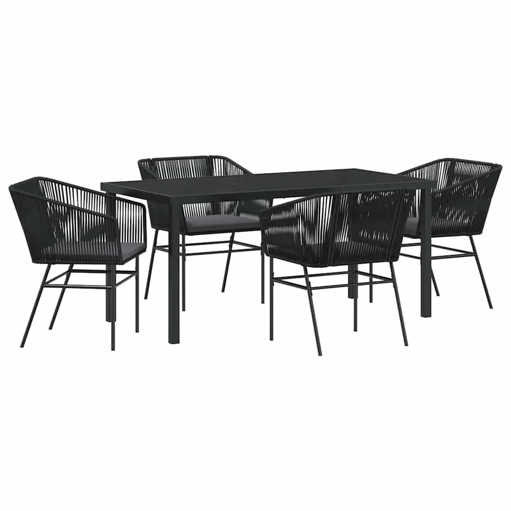 Garden Dining Set 5 Piece Outdoor Furniture Black Steel Frame with Cushions