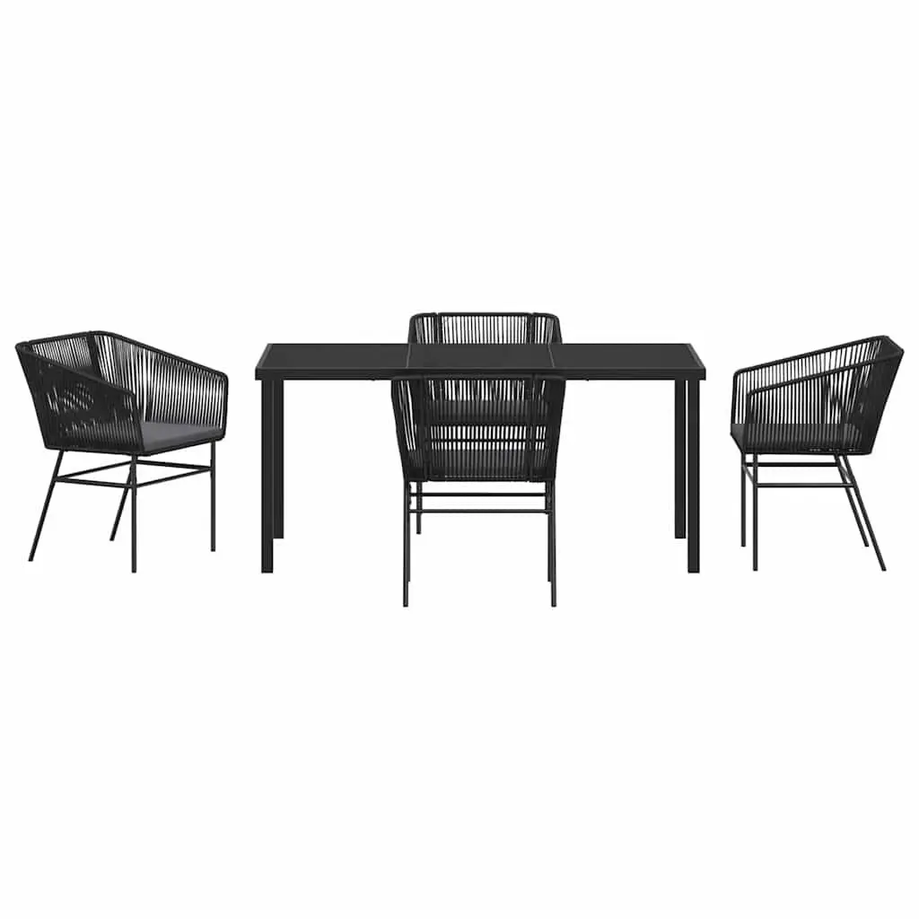 Garden Dining Set 5 Piece Outdoor Furniture Black Steel Frame with Cushions