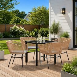 5-Piece Outdoor Dining Set: Dimensions and Materials Included