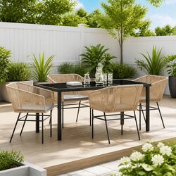 5-Piece Garden Dining Set with Weatherproof Cushions