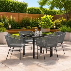 Garden Dining Set 5 Piece Outdoor Furniture Patio Table Chairs with Cushions