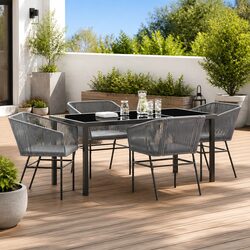 5-Piece Garden Dining Set: Steel Frame and Tempered Glass