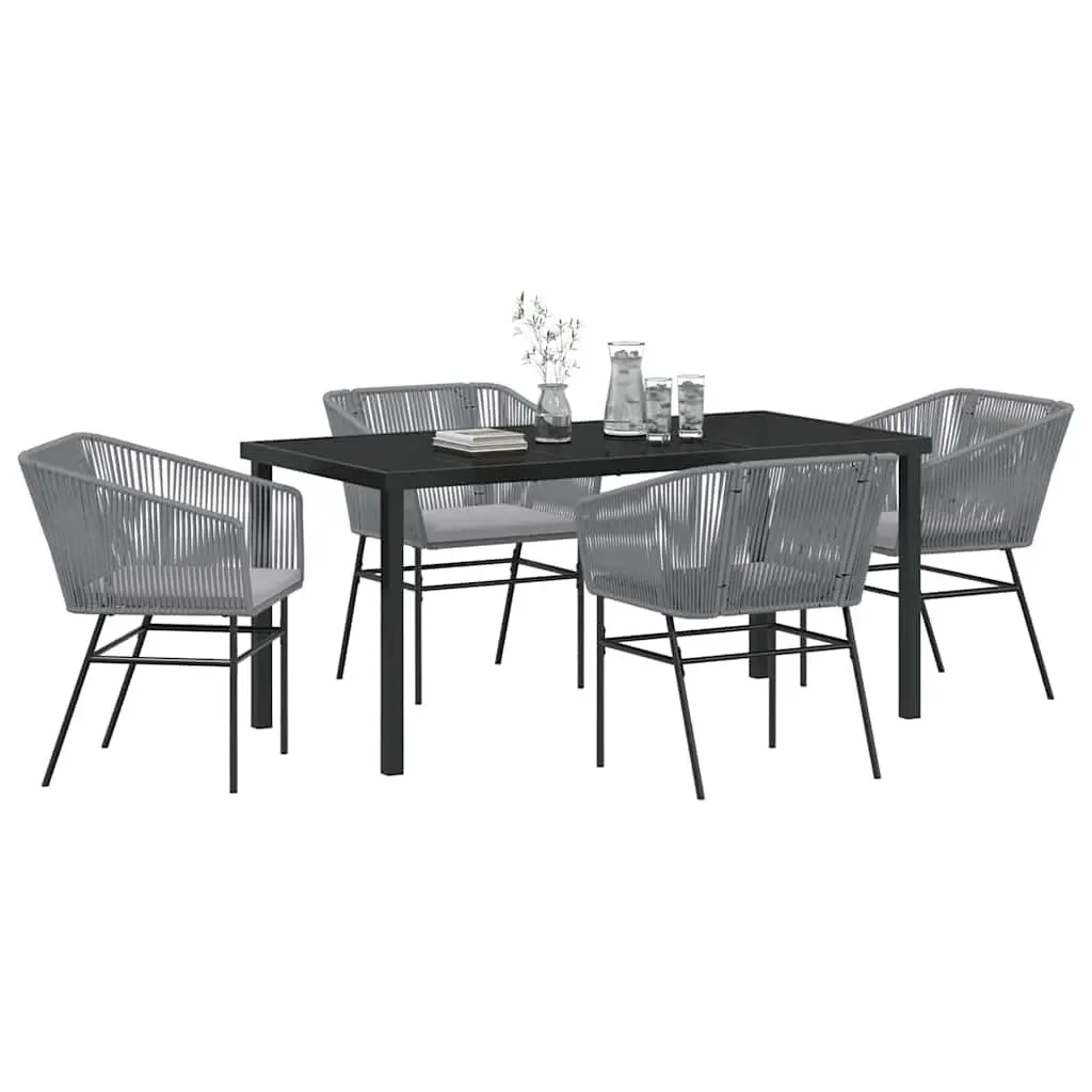 Garden Dining Set Outdoor Use 5 Piece Grey Steel with Cushions