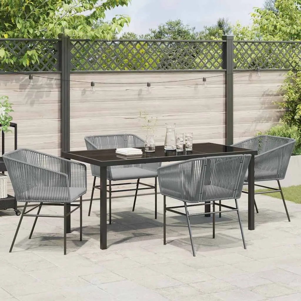 Garden Dining Set Outdoor Use 5 Piece Grey Steel with Cushions