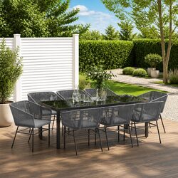 Specifications of Grey Steel Outdoor Dining Set - 9 Pieces