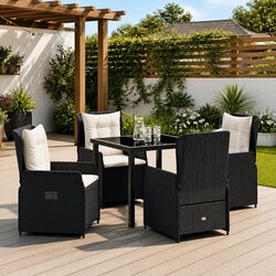 Specifications of 5-Piece Black Rattan Garden Set