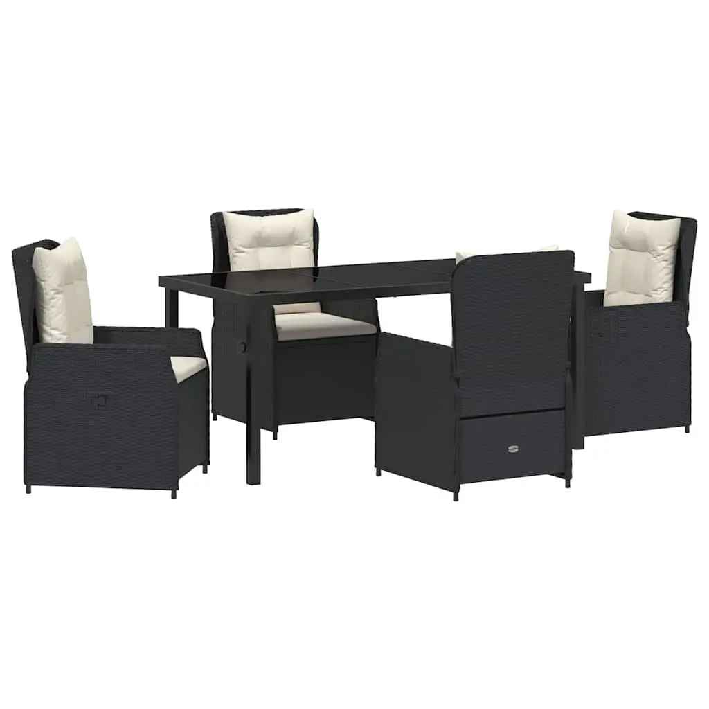 Outdoor Dining Set Garden Furniture 5 Piece Black Poly Rattan Table Chairs