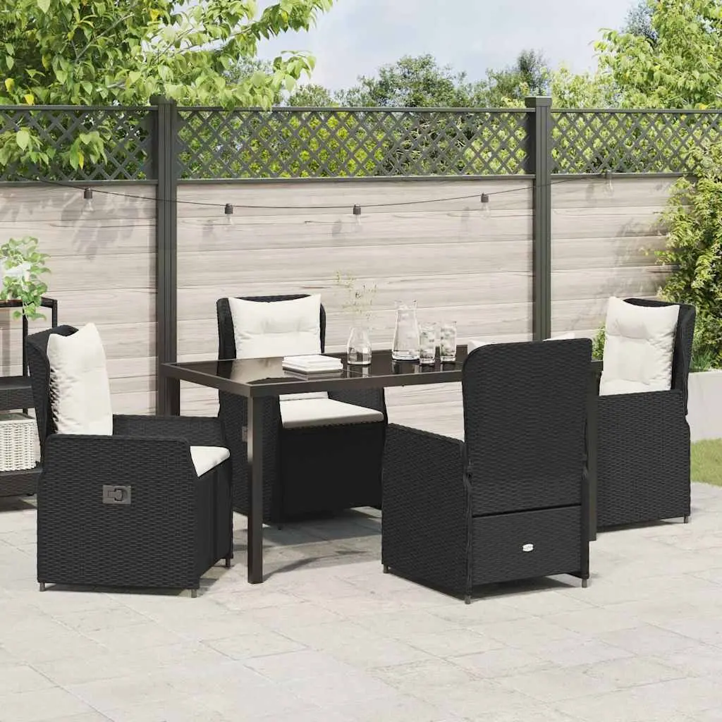 Outdoor Dining Set Garden Furniture 5 Piece Black Poly Rattan Table Chairs