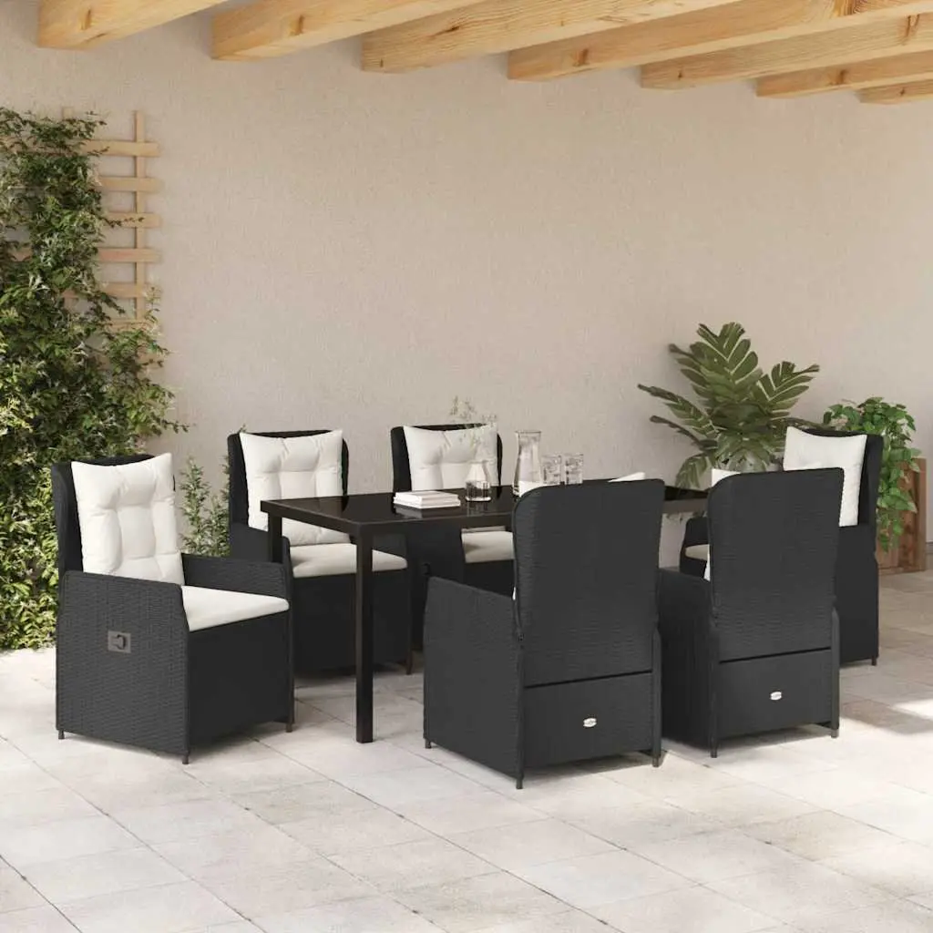 7-Piece Black Outdoor Dining Set
