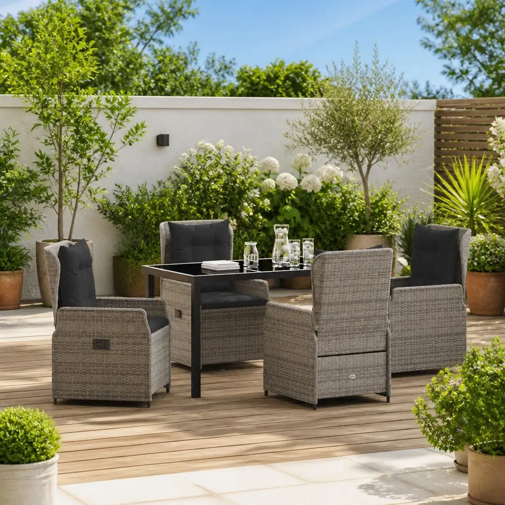 5 Piece Grey Garden Dining Set