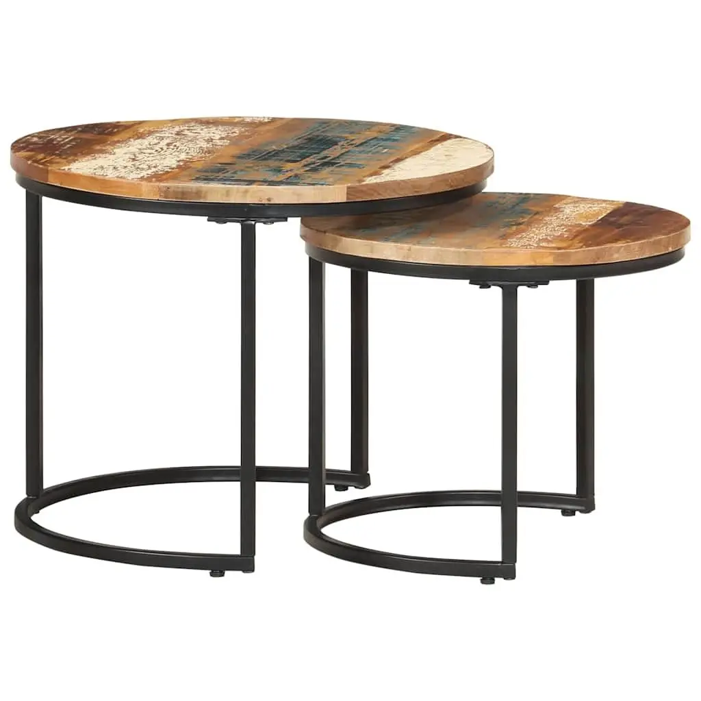 Nesting Tables Set of 2 Solid Reclaimed Wood Coffee Table Living Room Accent