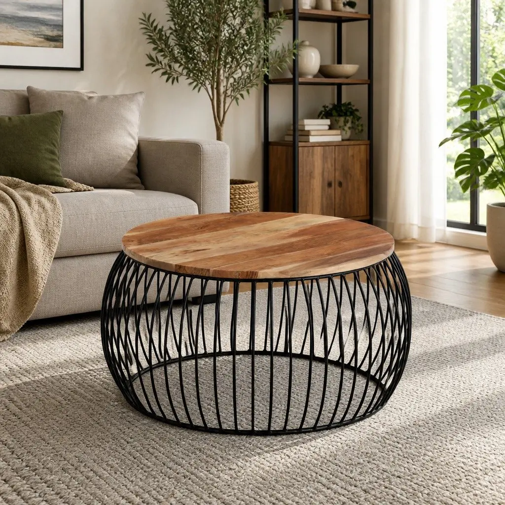 Brown Wooden Coffee Table Ø68 cm