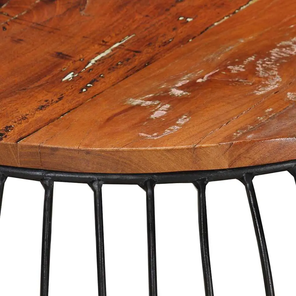 Coffee Table for Living Room Ø68cm Solid Reclaimed Wood Handmade Vintage Side Table