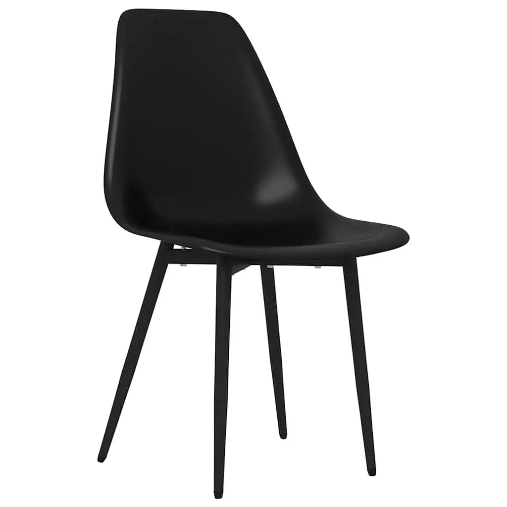 Dining Chairs Kitchen 2 Pieces Black Ergonomic Curved Backrest Metal