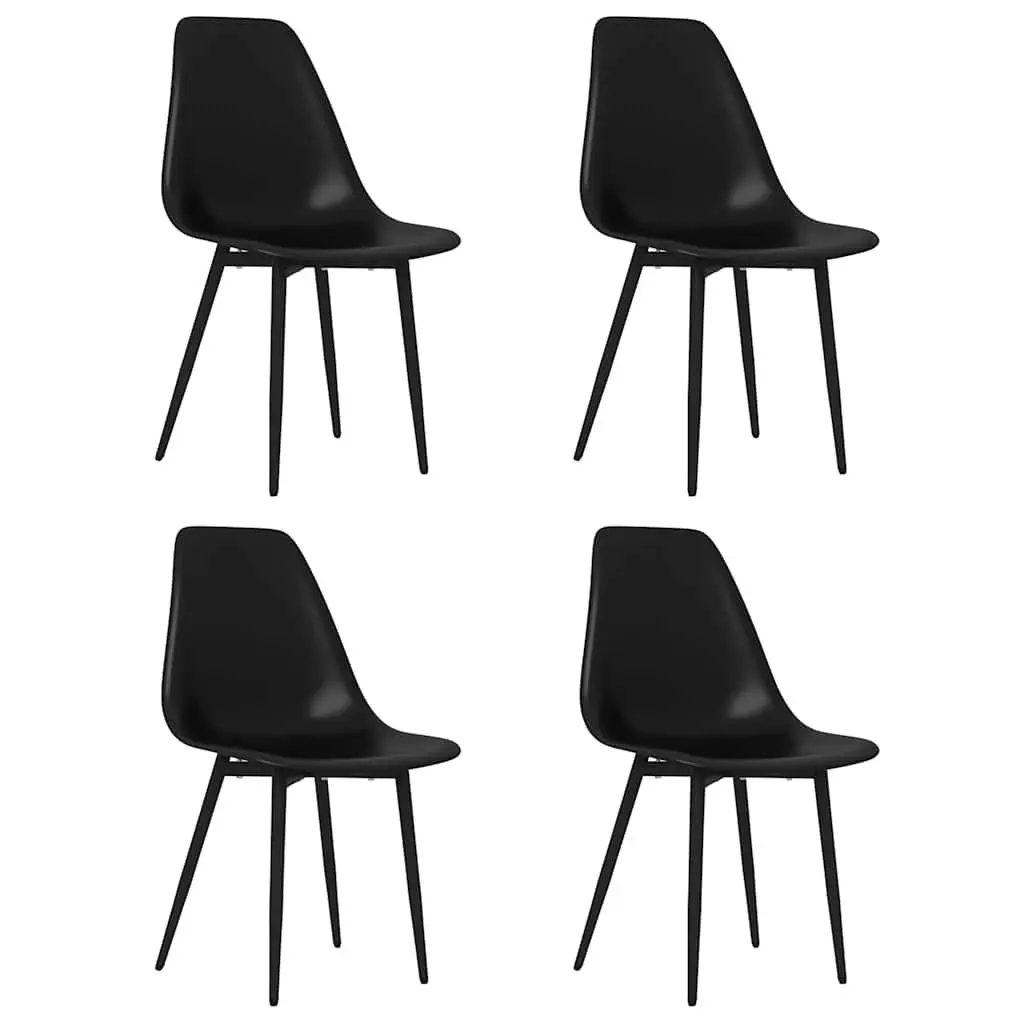 Dining Chairs Set of 4 Kitchen Dining Room Black Ergonomic Curved Backrest Metal Legs