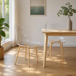 Dining Chair Set of 2 - Ergonomic Transparent Seats