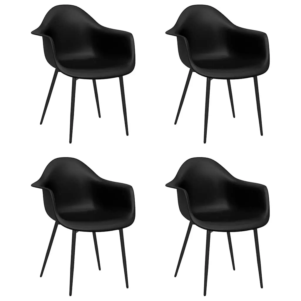Dining Chairs for Kitchen Black Polypropylene 4 Piece Ergonomic Curved Backrest