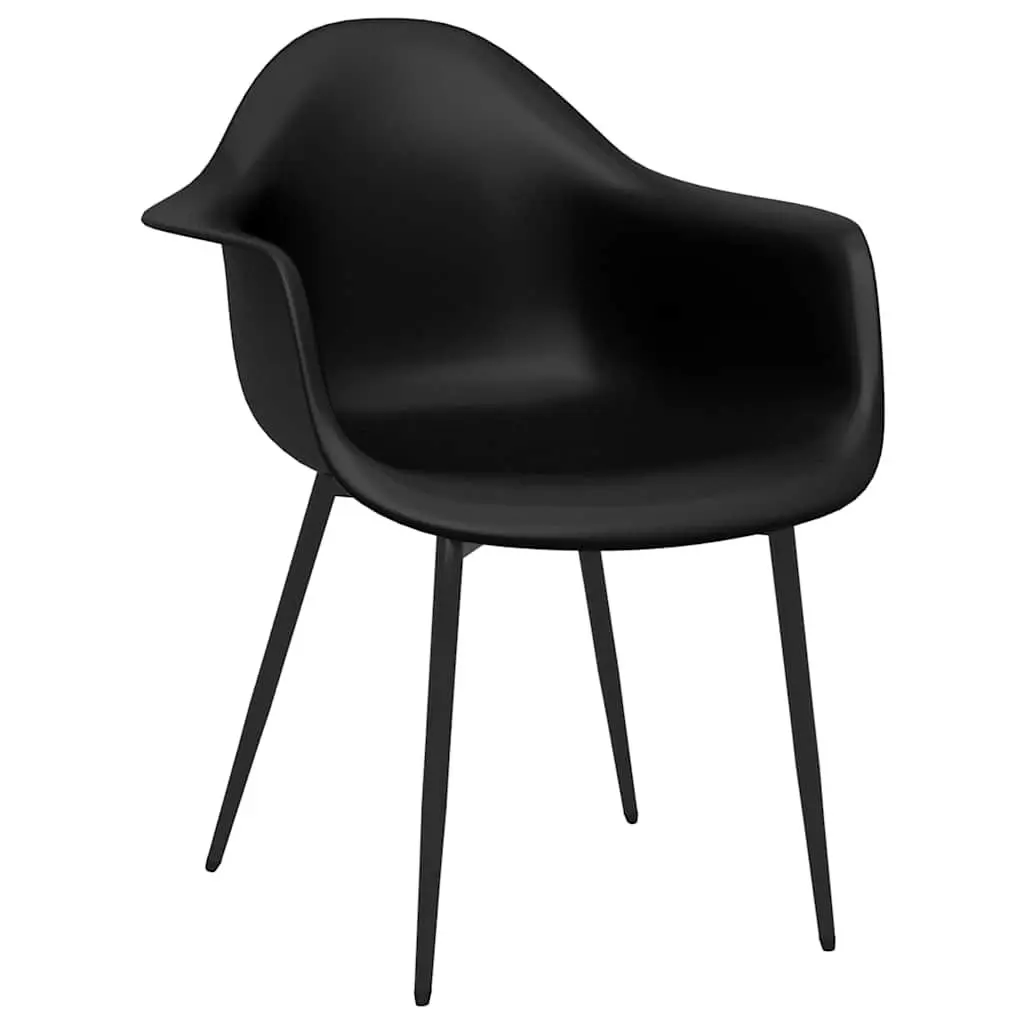 Dining Chairs for Kitchen Black Polypropylene 4 Piece Ergonomic Curved Backrest