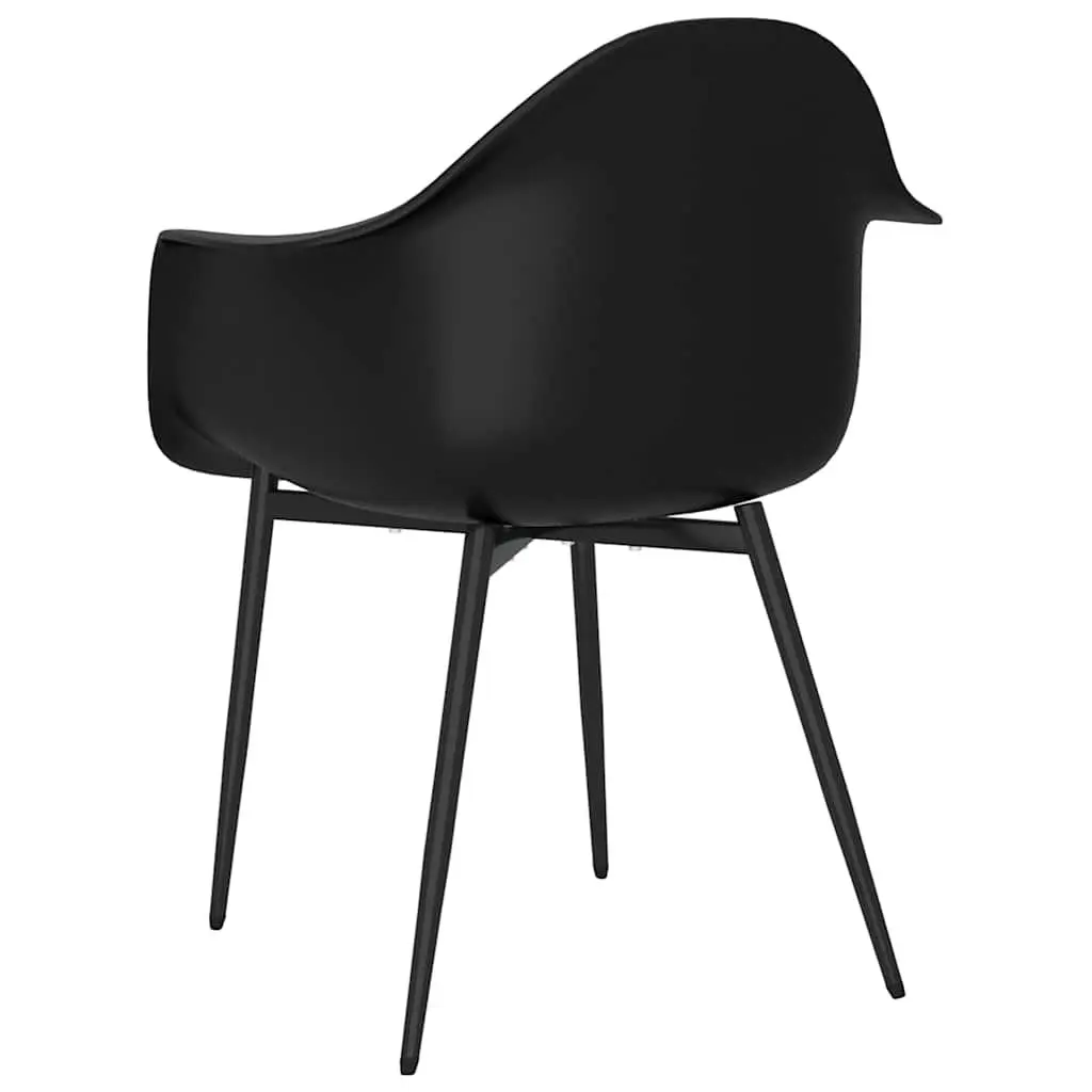 Dining Chairs for Kitchen Black Polypropylene 4 Piece Ergonomic Curved Backrest