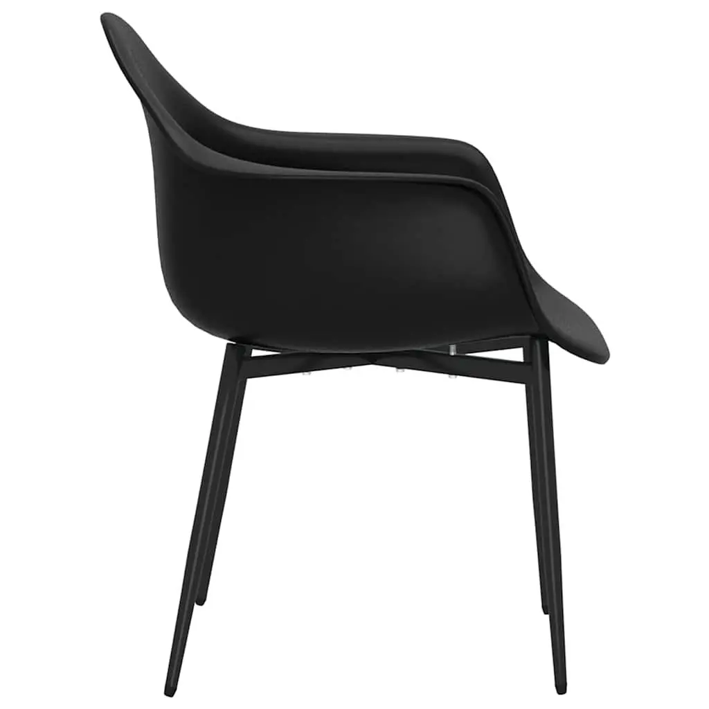 Dining Chairs for Kitchen Black Polypropylene 4 Piece Ergonomic Curved Backrest