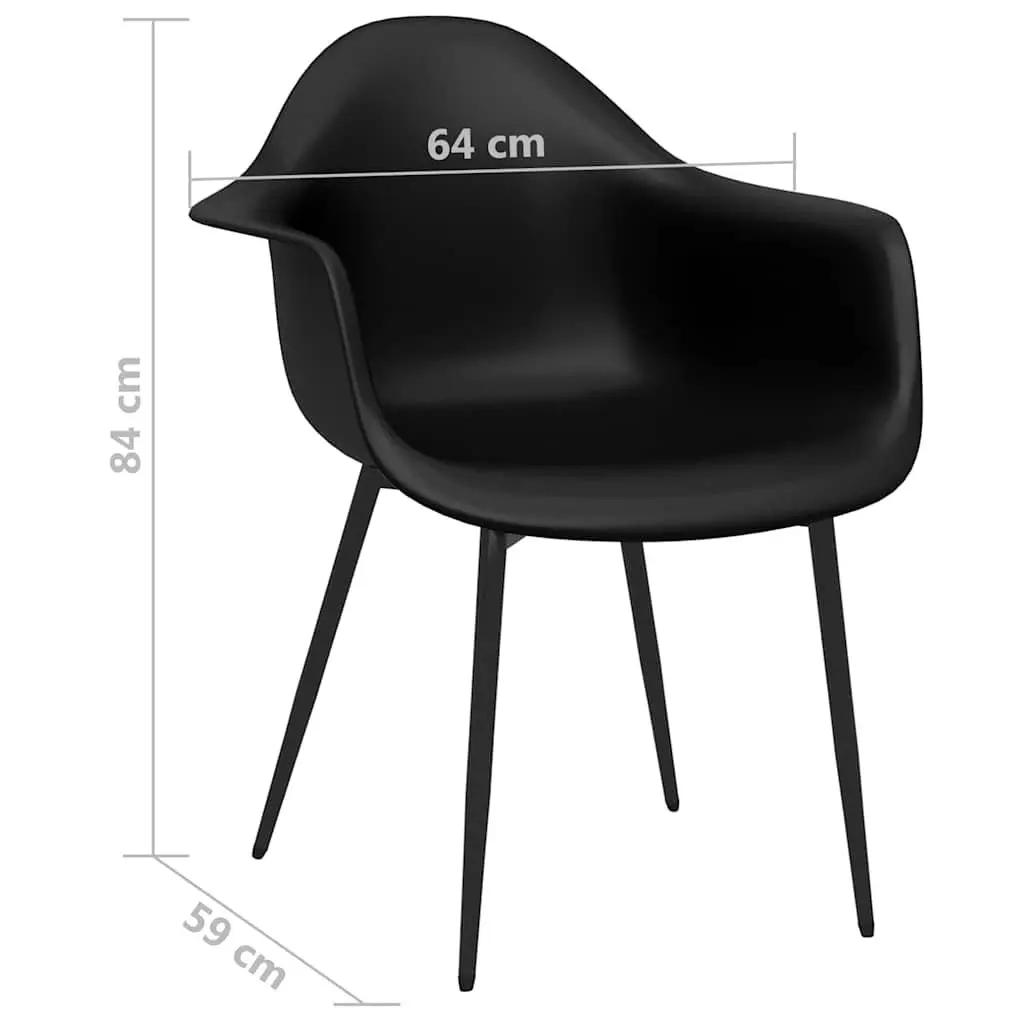 Dining Chairs for Kitchen Black Polypropylene 4 Piece Ergonomic Curved Backrest